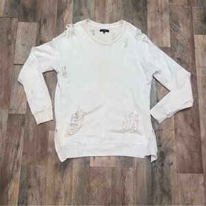 White Distressed Sweater
